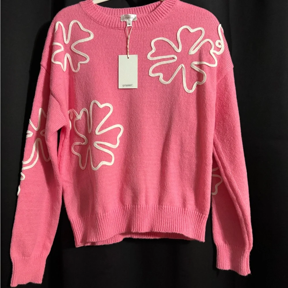 Pink Floral Women's Sweater- NEW